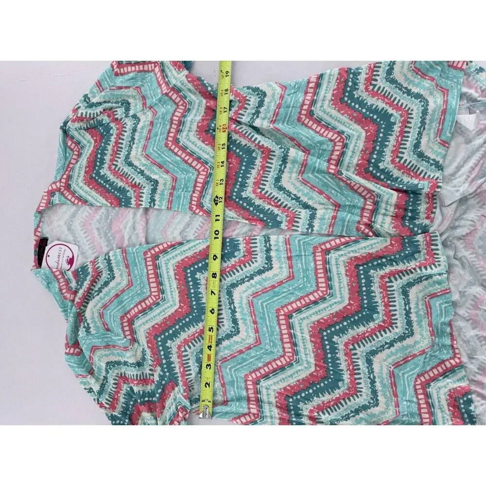 Shiela Rose Cardigan Sweater Sz L Chevron Colorful Artsy Fun Shawl Throw NWT - Picture 9 of 14